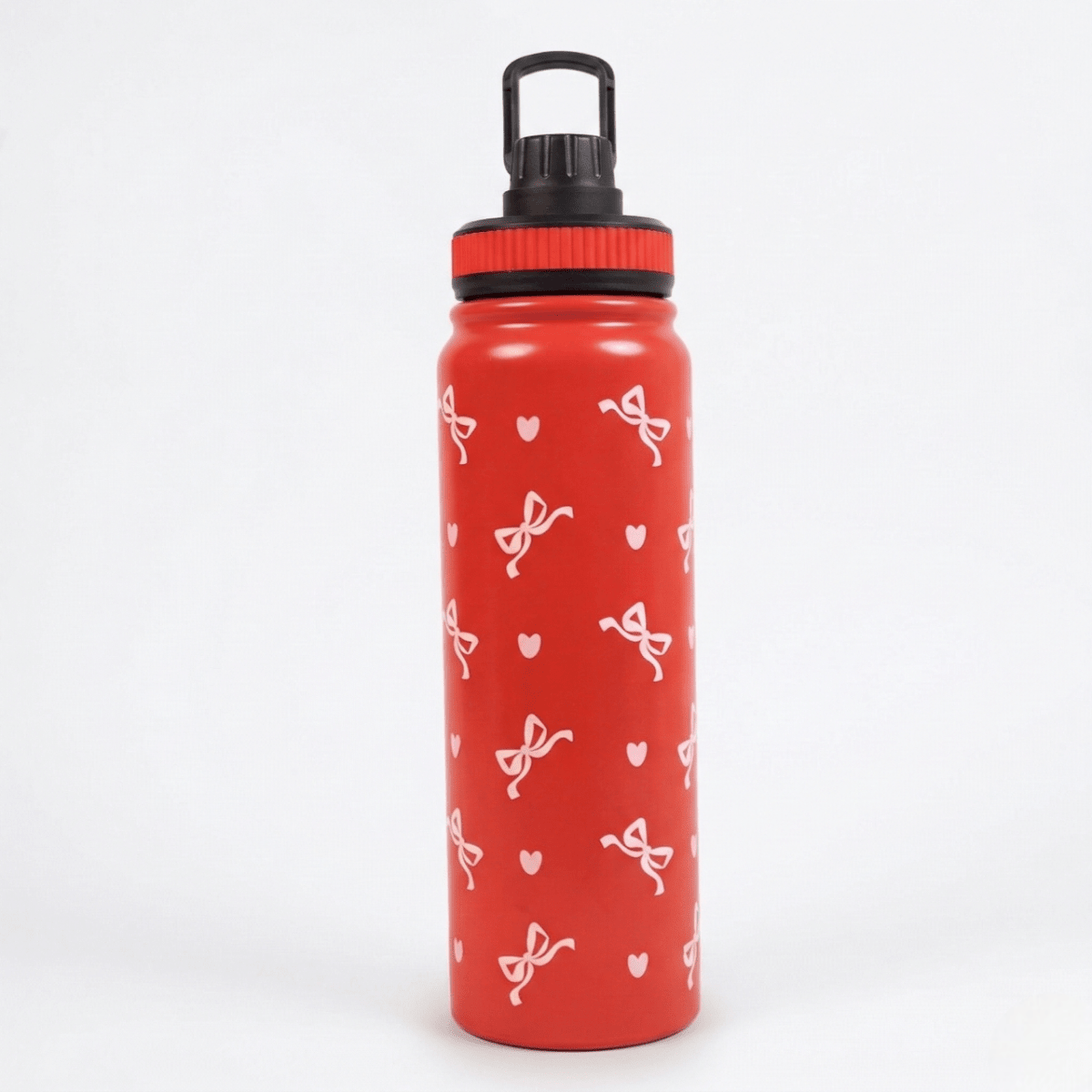 Cherry Bow Print Stainless Steel Water Bottle 600 ML - Memories InsiteCHERRY BOW PRINT WATER BOTTLE - RED -600 ml